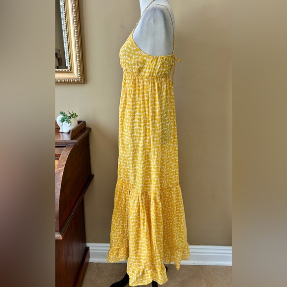 Anthropologie Porridge Yellow Lobster Print Tiered Maxi Dress Size Small - Picture 6 of 14